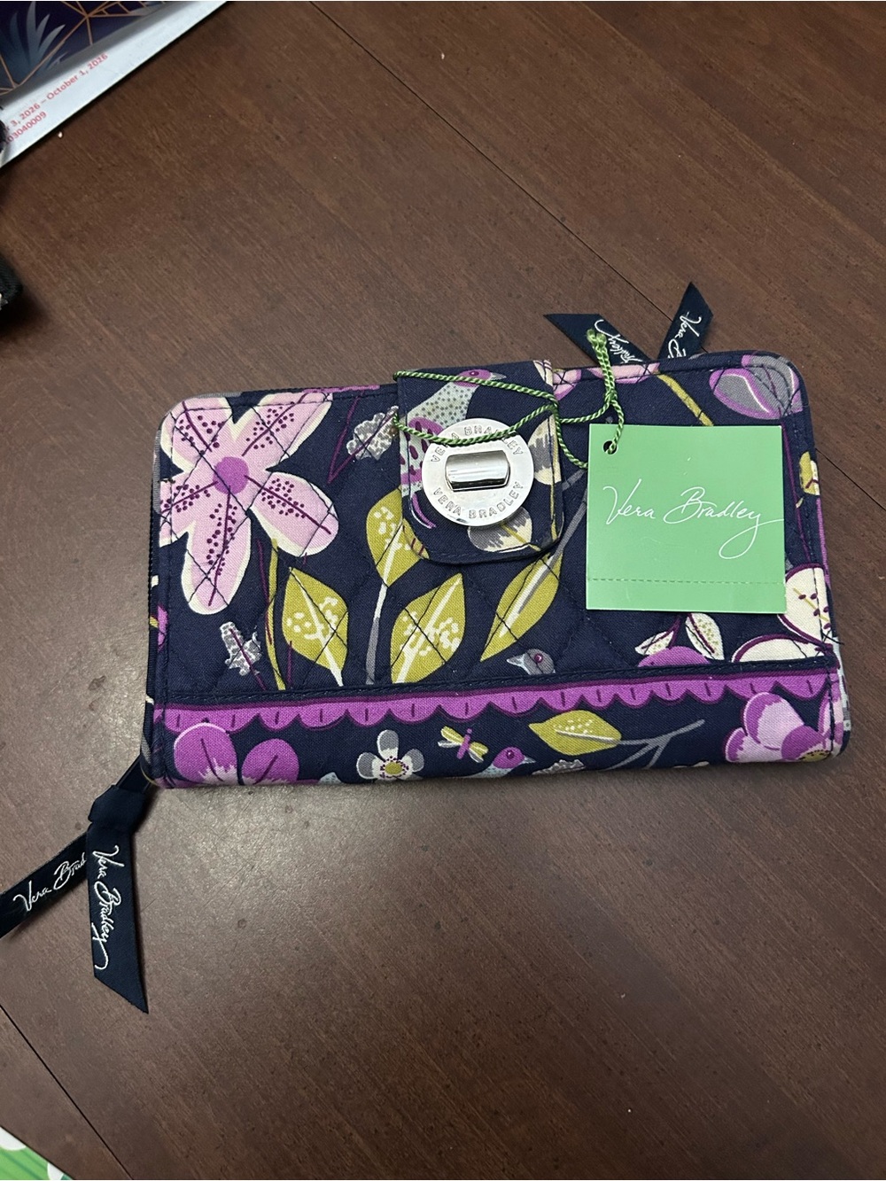 Vera Bradley Turnlock Wallet  "Floral Nightingale" - Picture 8 of 9